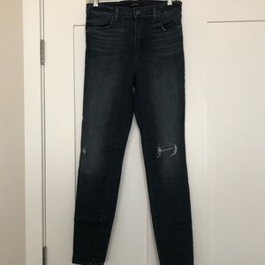 J Brand “Maria” Distressed Skinny High-Rise Jeans